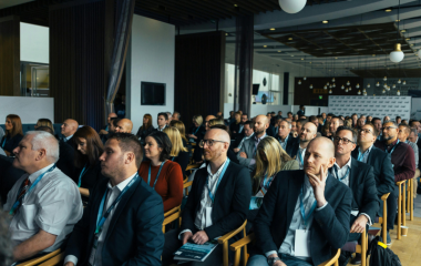 Group of diverse professionals networking at an event
